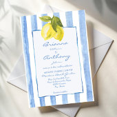 Handgetrokken blauwe strepen citroenen Italiaanse  Kaart