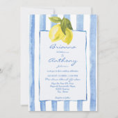 Handgetrokken blauwe strepen citroenen Italiaanse  Kaart (Voorkant)