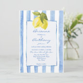 Handgetrokken blauwe strepen citroenen Italiaanse  Kaart (Staand voorkant)