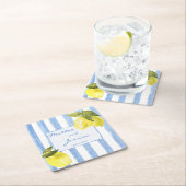 Handgetrokken blauwe strepen citroenen Italiaanse  Kartonnen Onderzetters (Insitu)