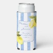 Handgetrokken blauwe strepen citroenen Italiaanse Seltzer Blikjeskoeler (Seltzer Voorkant)