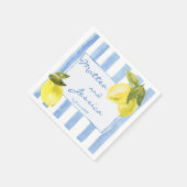 Handgetrokken blauwe strepen citroenen Italiaanse  Servet (Hoek)