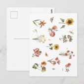 Handgetrokken bloemflorale vintage Terracotta Briefkaart (Voorkant / Achterkant)