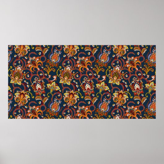 Handgetrokken bloemnaadloos patroon (tegels). Colo Poster (Voorkant)