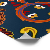 Handgetrokken bloemnaadloos patroon (tegels). Colo Poster (Hoek)