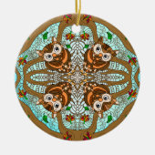 Handgetrokken boomkor Mandala Ceramic Ornament (Voorkant)