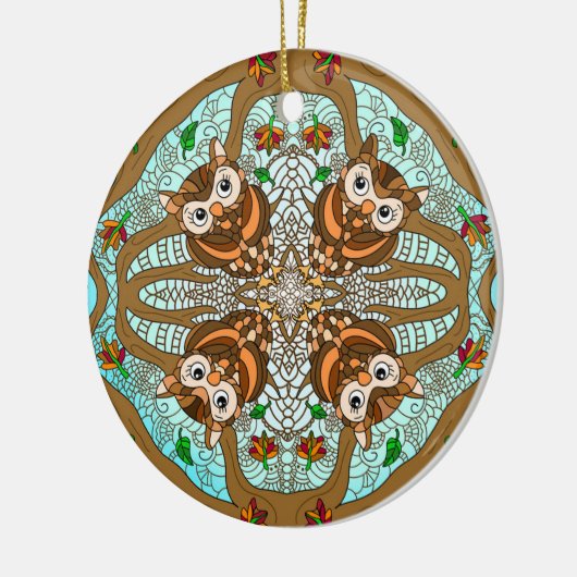 Handgetrokken boomkor Mandala Ceramic Ornament (Links)