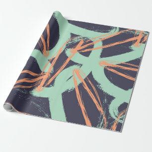 Handgetrokken borstelpatroon in. Stijlvol geome Cadeaupapier