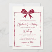 Handgetrokken Bow Coquette Modern Chic Wedding Kaart (Voorkant)