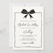 Handgetrokken Bow Coquette Modern Chic Wedding Kaart (Voorkant)
