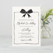 Handgetrokken Bow Coquette Modern Chic Wedding Kaart (Staand voorkant)