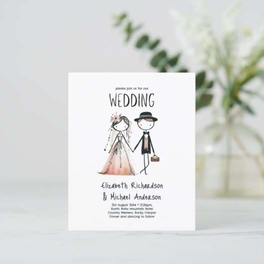 Handgetrokken bruid bruidegom Eenvoudige Schattige (Staand voorkant)