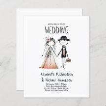 Handgetrokken bruid bruidegom Eenvoudige Schattige