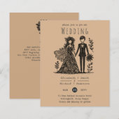 Handgetrokken bruiloft Cartoon bruid bruidegom Ter (Voorkant / Achterkant)