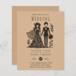 Handgetrokken bruiloft Cartoon bruid bruidegom Ter