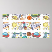 Handgetrokken buitenste ruimtedoppen. Vintage Poster (Voorkant)