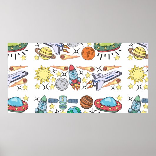 Handgetrokken buitenste ruimtedoppen. Vintage Poster (Voorkant)