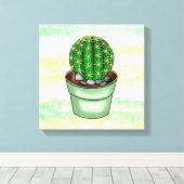 Handgetrokken Cactus Succulent Canvas Afdruk (Insitu (Houten vloer))