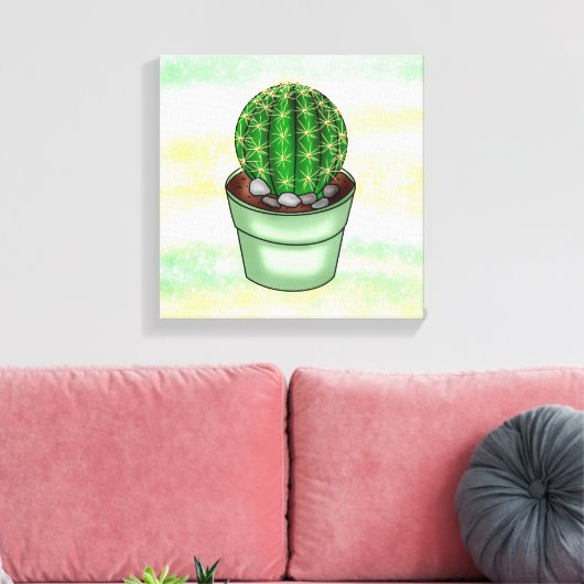Handgetrokken Cactus Succulent Canvas Afdruk (Insitu (Woonkamer))