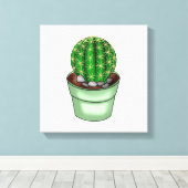 Handgetrokken Cactus Succulent Canvas Afdruk (Insitu (Houten vloer))