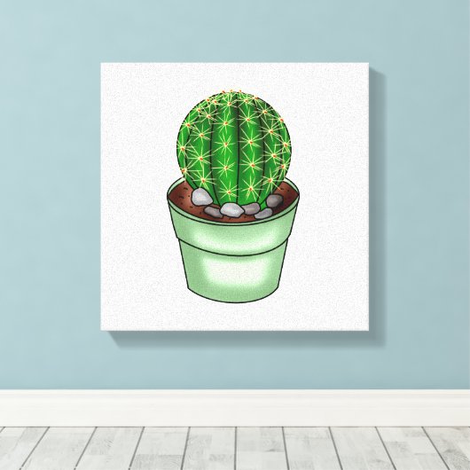 Handgetrokken Cactus Succulent Canvas Afdruk (Insitu (Houten vloer))