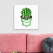 Handgetrokken Cactus Succulent Canvas Afdruk (Insitu (Woonkamer))