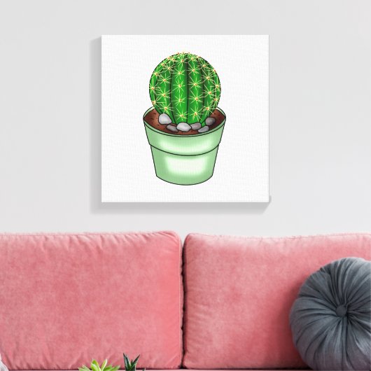Handgetrokken Cactus Succulent Canvas Afdruk (Insitu (Woonkamer))