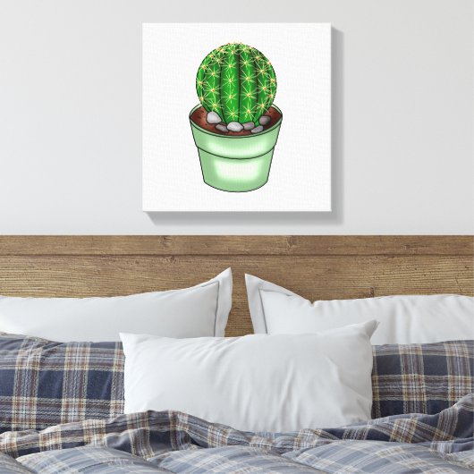 Handgetrokken Cactus Succulent Canvas Afdruk (Insitu (Slaapkamer))