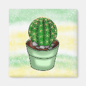 Handgetrokken Cactus Succulent Magneet (Voorkant)