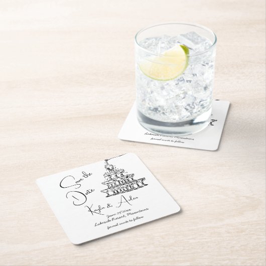 Handgetrokken champagnetoren minimalistisch sparen kartonnen onderzetters (Insitu)