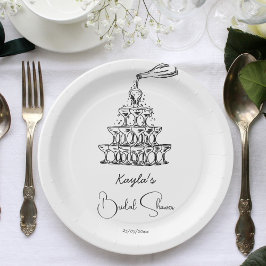 Handgetrokken champagnetoren minimalistisch vrijge papieren bordje