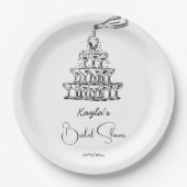 Handgetrokken champagnetoren minimalistisch vrijge papieren bordje (Voorkant)