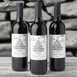 Handgetrokken champagnetoren minimalistische sjabl wijn etiket