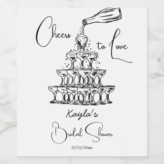 Handgetrokken champagnetoren minimalistische sjabl wijn etiket (Enkel label)