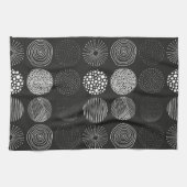 Handgetrokken cirkels Abstract zwart/wit B/W Theedoek (Horizontaal)
