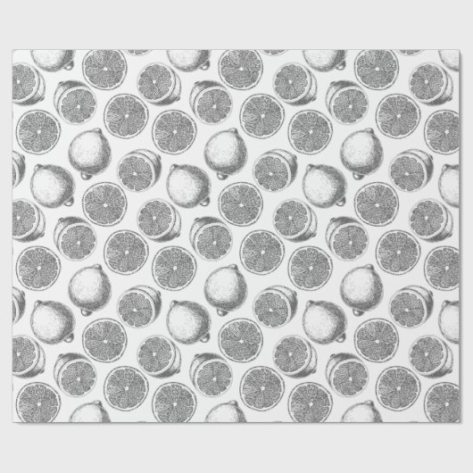 Handgetrokken citroenverpakkingspapier cadeaupapier (Vlak)