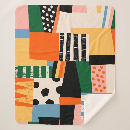 Handgetrokken diverse vormen. Abstracte hedendaags Sherpa Deken (Voorkant)