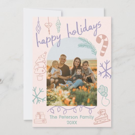 Handgetrokken Doodle Arch Foto Vakantie Kerstmis K Feestdagenkaart (Voorkant)