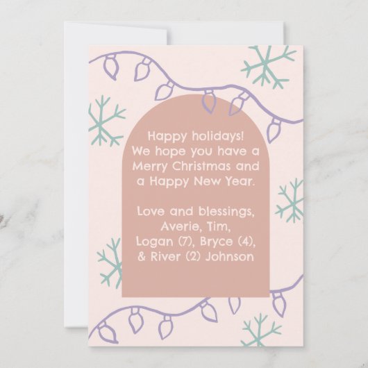 Handgetrokken Doodle Arch Foto Vakantie Kerstmis K Feestdagenkaart (Achterkant)