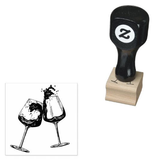 Handgetrokken drink van wijnglas rubberstempel (Gestempeld)