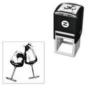 Handgetrokken drink van wijnglas  zelfinktende stempel (In situ)