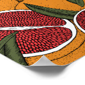 Handgetrokken druk met grapefruits poster (Hoek)