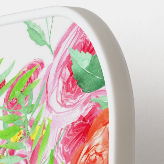 Handgetrokken elegante roze rozen, schattig & vrou pickleball paddle (Links Detail)