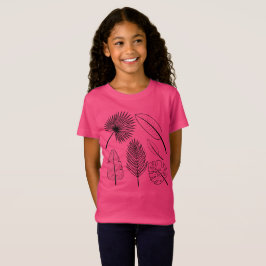 Handgetrokken Flowers Doodles Pink Planten Floral  T-shirt