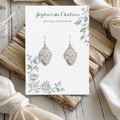 Handgetrokken Franse botanische oorbel display kaa Visitekaartje