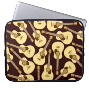 Handgetrokken gitaar naadloos patroon laptop sleeve