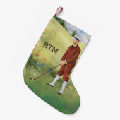 Handgetrokken  golfer, onbewerkt kleine kerstsok (Voorkant (Hangend))