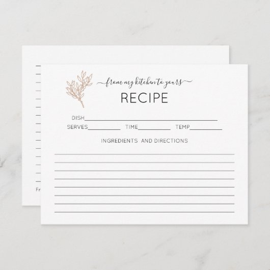 Handgetrokken Greenery Vrijgezellenfeest Recipe Ca Informatiekaartje (Voorkant / Achterkant)