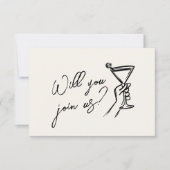 Handgetrokken grillige stijlvolle trendy bruiloft RSVP kaartje (Voorkant)