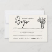 Handgetrokken grillige stijlvolle trendy bruiloft RSVP kaartje (Achterkant)